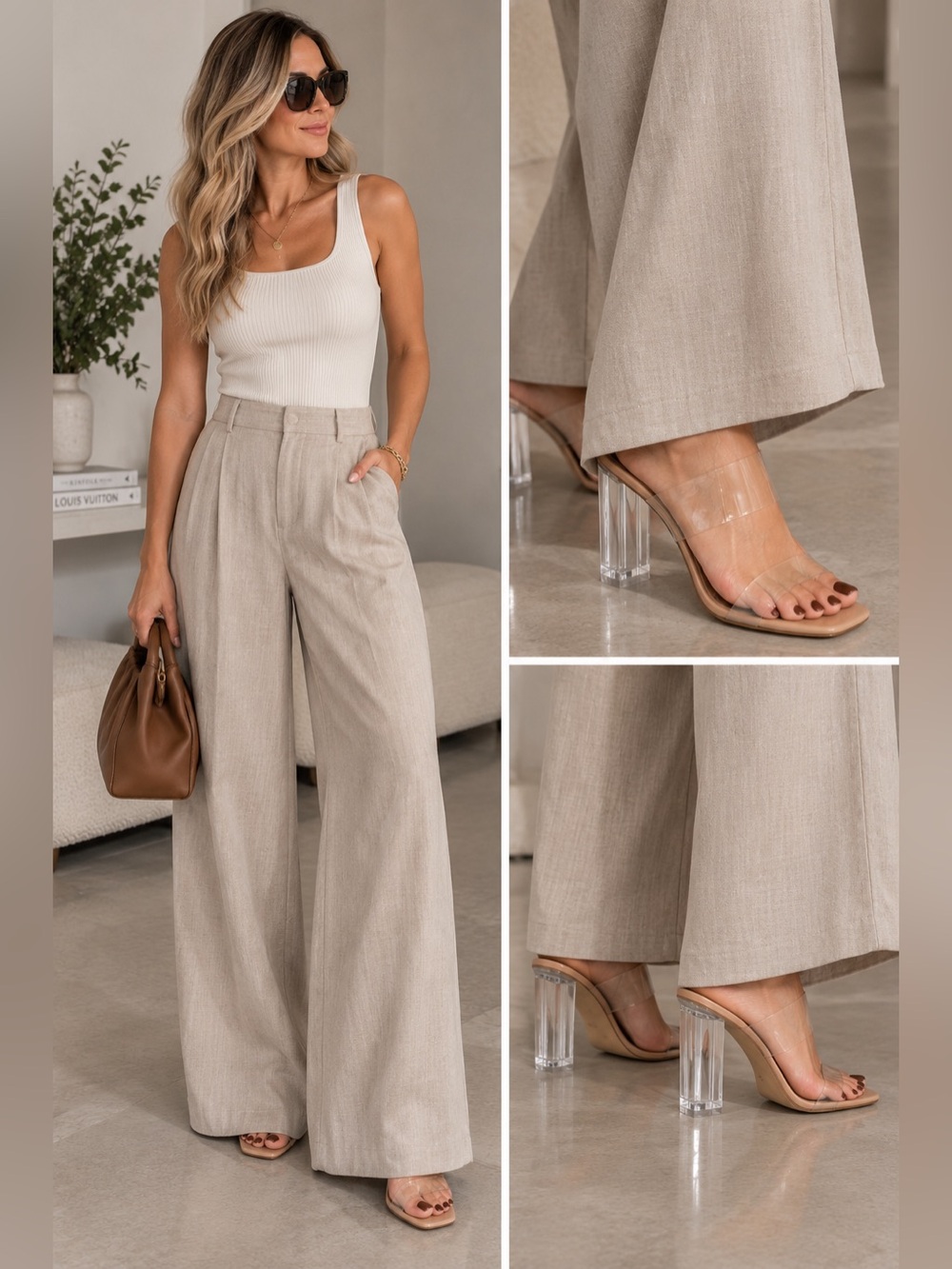 Zara Nude Clear Strap Block Heel Sandals